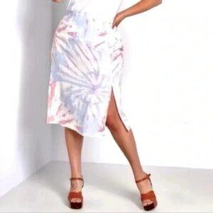 ModCloth Reverie So Often Midi Skirt Slit Tie Dye Boho Lightweight Plus Size 1X